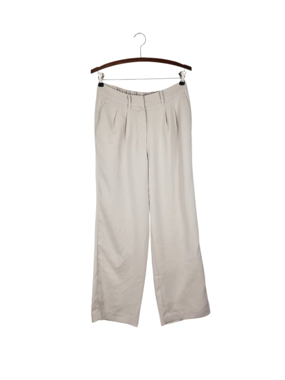 Quince Stretch Crepe Pleated Wide Leg Pants Sand Ivory Womens 6